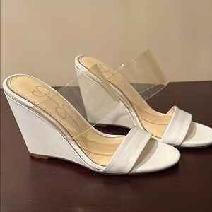 Jessica Simpson White Wedge Sandals